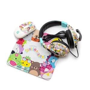 Squishmallows Headset with Microphone, Wireless Mouse And Mouse pad Tech Bundle